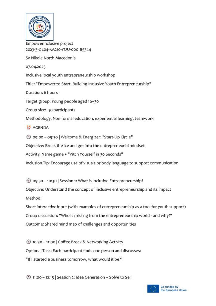 thumbnail of Empowerinclusive project local activity agenda